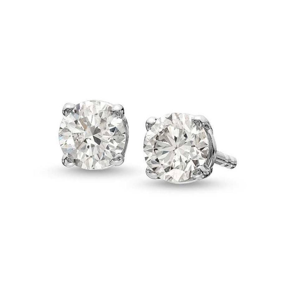 Earrings Zales | 1/2 Ct. T.W. Diamond Solitaire Stud Earrings In 10K White Gold (I/Si2)