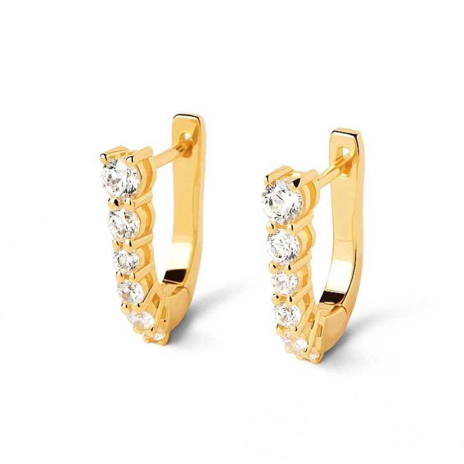 Earrings Zales | Pdpaola™ At Zales Cubic Zirconia Graduated U-Hoop Earrings In Sterling Silver With 18K Gold Plate