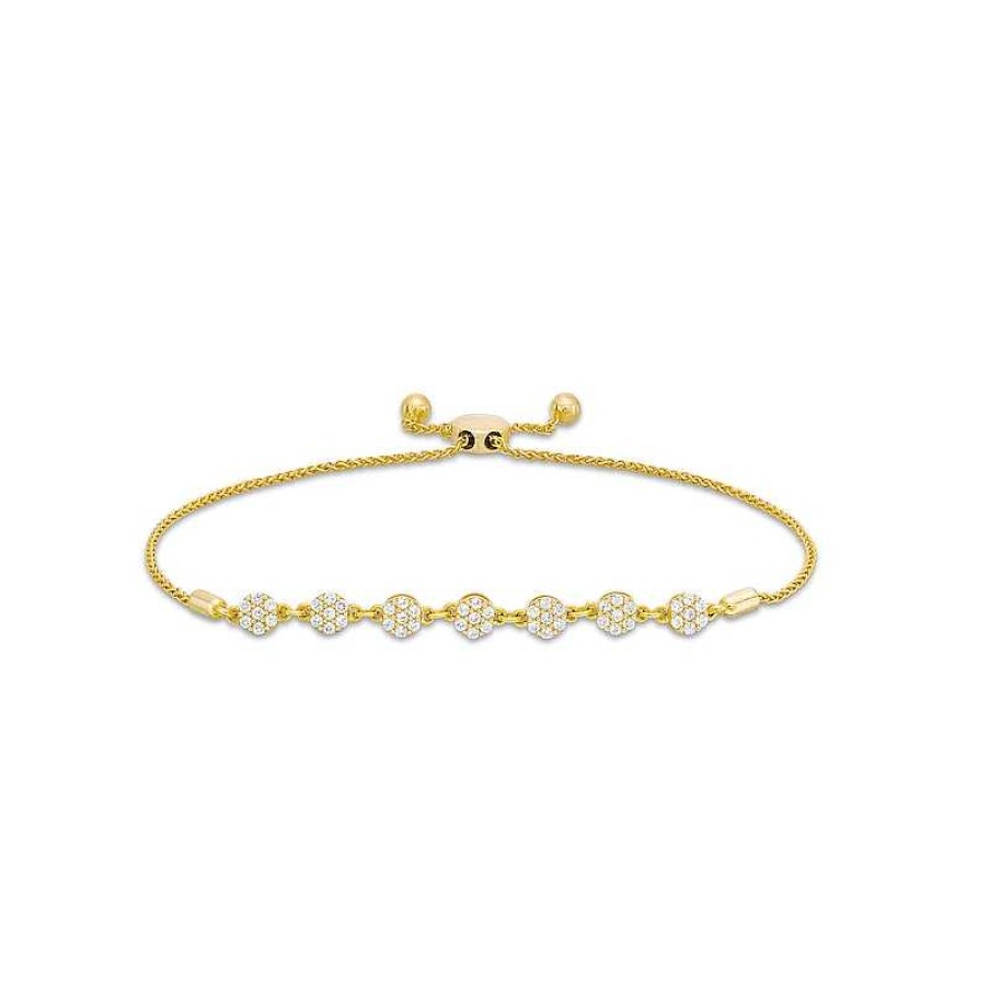 Bracelets Zales | 1/2 Ct. T.W. Diamond Flower Bolo Bracelet In 10K Gold