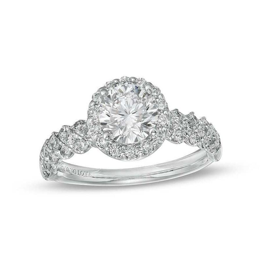 Rings Zales | True Lab-Created Diamonds By Vera Wang Love 1-3/4 Ct. T.W. Frame Engagement Ring In 14K White Gold (F/Vs2)