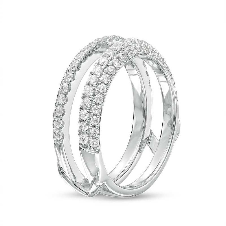 Rings Zales | Vera Wang Love Collection 3/4 Ct. T.W. Diamond Double Row Solitaire Enhancer In 14K White Gold (I/Si2)