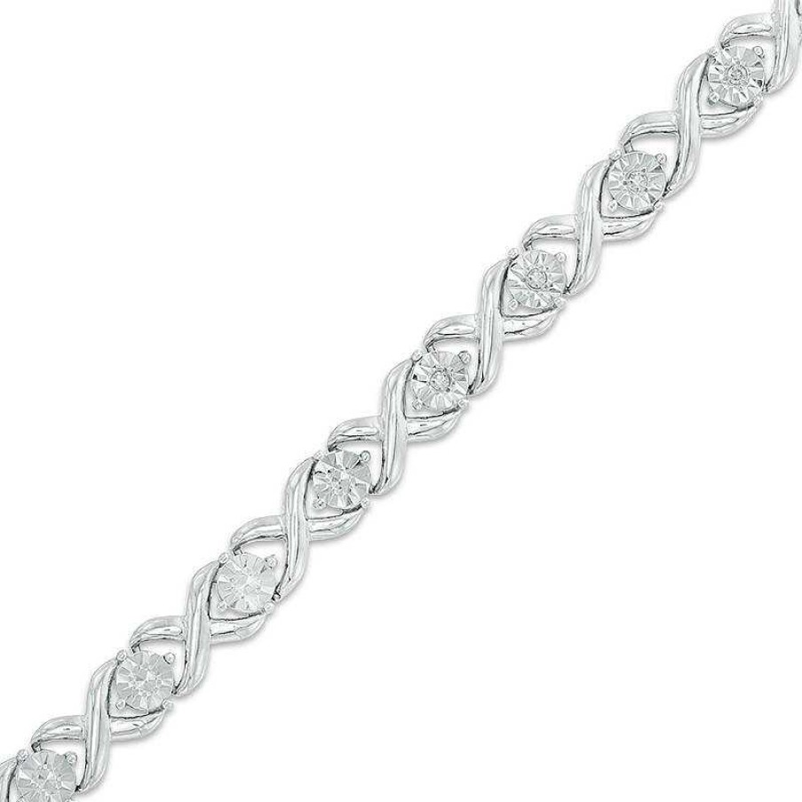 Bracelets Zales | Diamond Accent "Xo" Link Bracelet In Sterling Silver - 7.25"