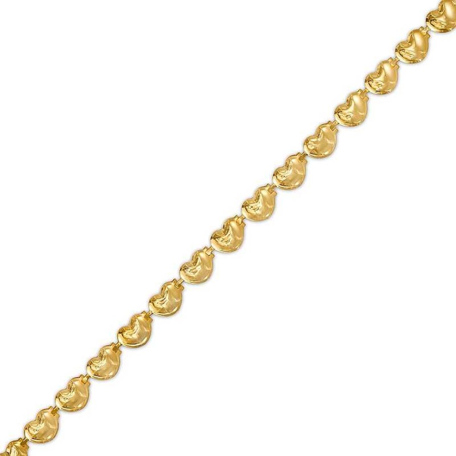 Bracelets Zales | Mini Puff Hearts Stampato Bracelet In 10K Gold - 7.25"