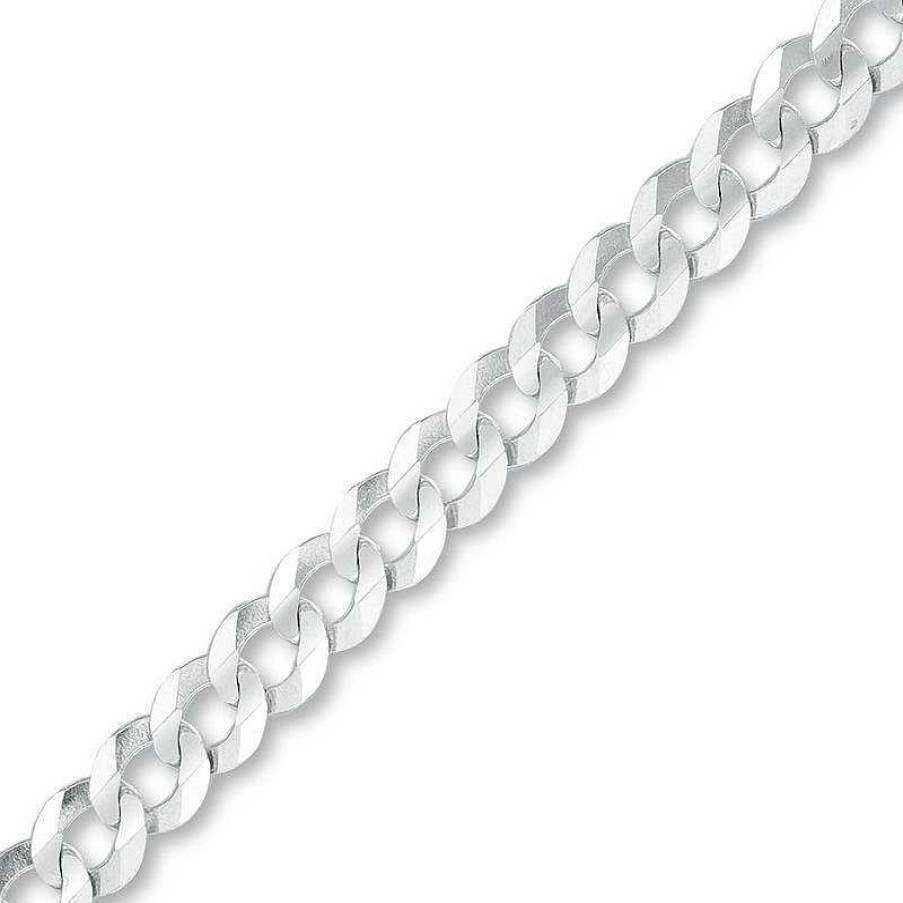 Bracelets Zales | Men'S 4.7Mm Curb Chain Bracelet In 14K White Gold