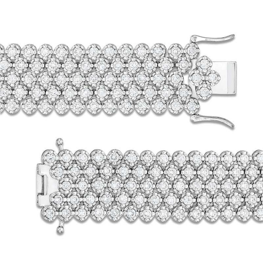 Bracelets Zales | Zales X Rocksbox 9 Ct. T.W. Lab-Created Diamond Five-Row Bracelet In 10K White Gold