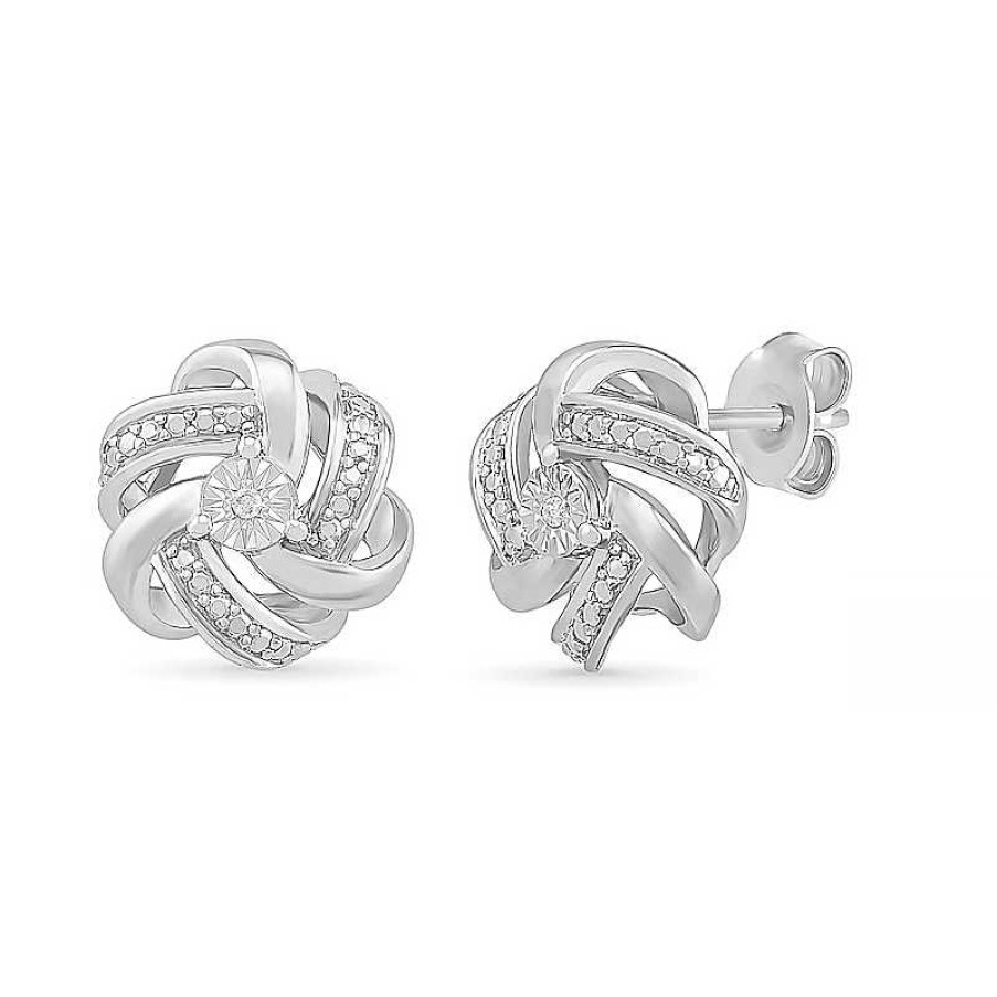 Earrings Zales | Diamond Accent Knot Stud Earrings In Sterling Silver