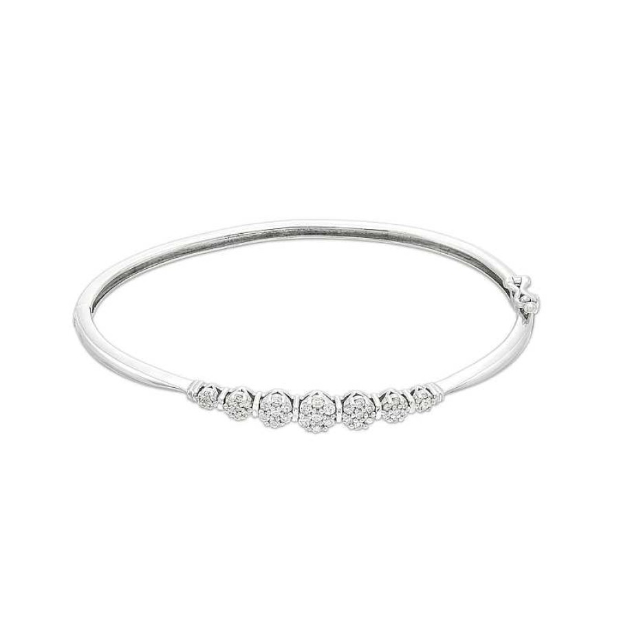 Bracelets Zales | 1/2 Ct. T.W. Diamond Graduated Bangle In 10K White Gold