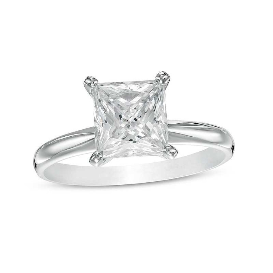 Rings Zales | 2 Ct. Certified Princess-Cut Lab-Created Diamond Solitaire Engagement Ring In 14K White Gold (F/Vs2)