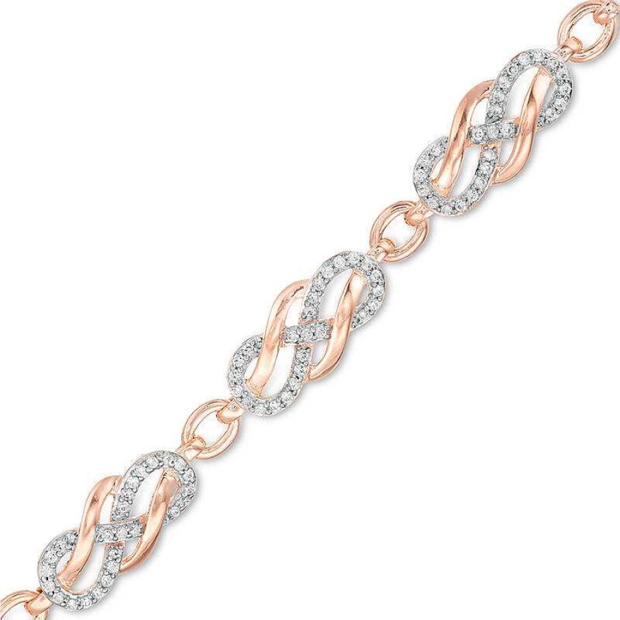 Bracelets Zales | 1 Ct. T.W. Diamond Infinity Loop Bracelet In 10K Rose Gold