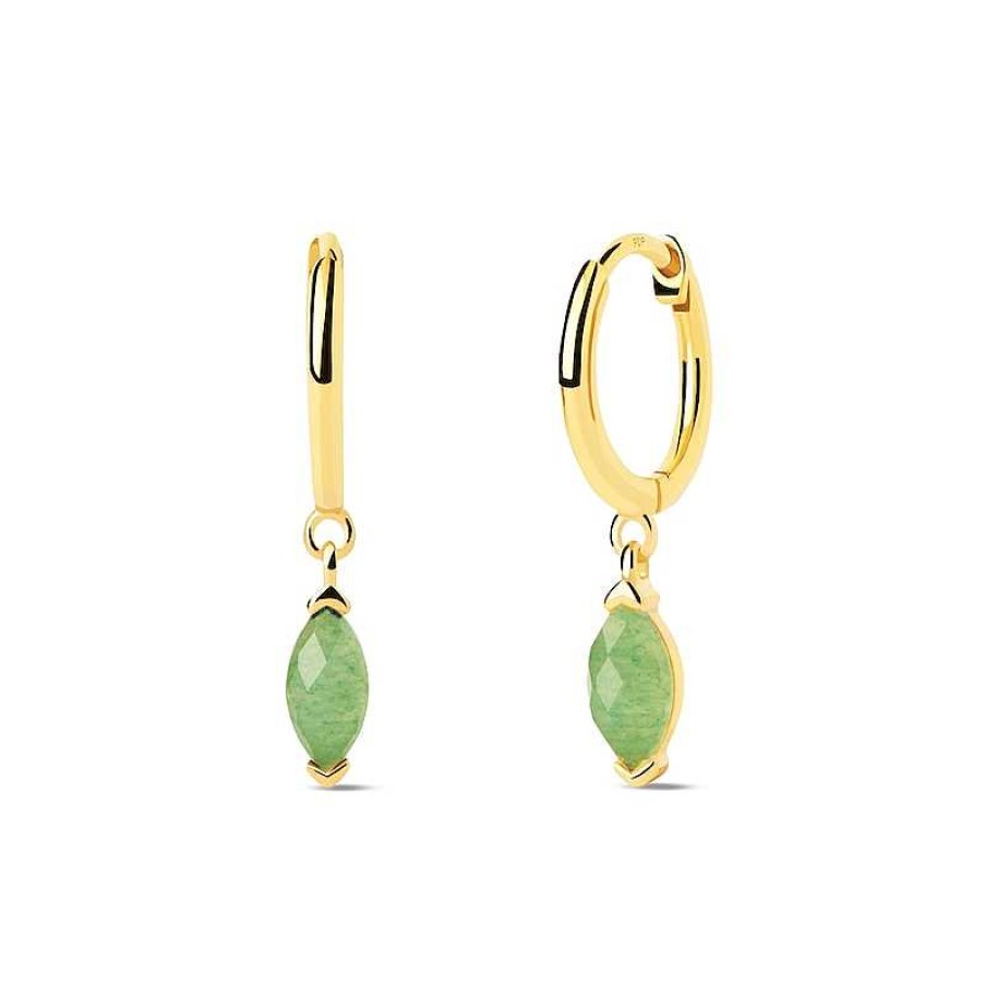 Earrings Zales | Pdpaola™ At Zales Marquise-Cut Aventurine Dangle Hoop Earrings In Sterling Silver With 18K Gold Plate