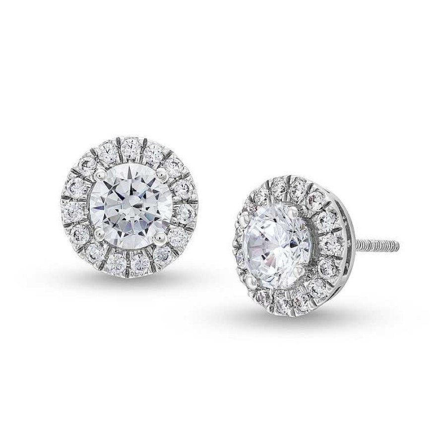 Earrings Zales | 1-1/2 Ct. T.W. Certified Lab-Created Diamond Frame Stud Earrings In 14K White Gold (F/Si2)