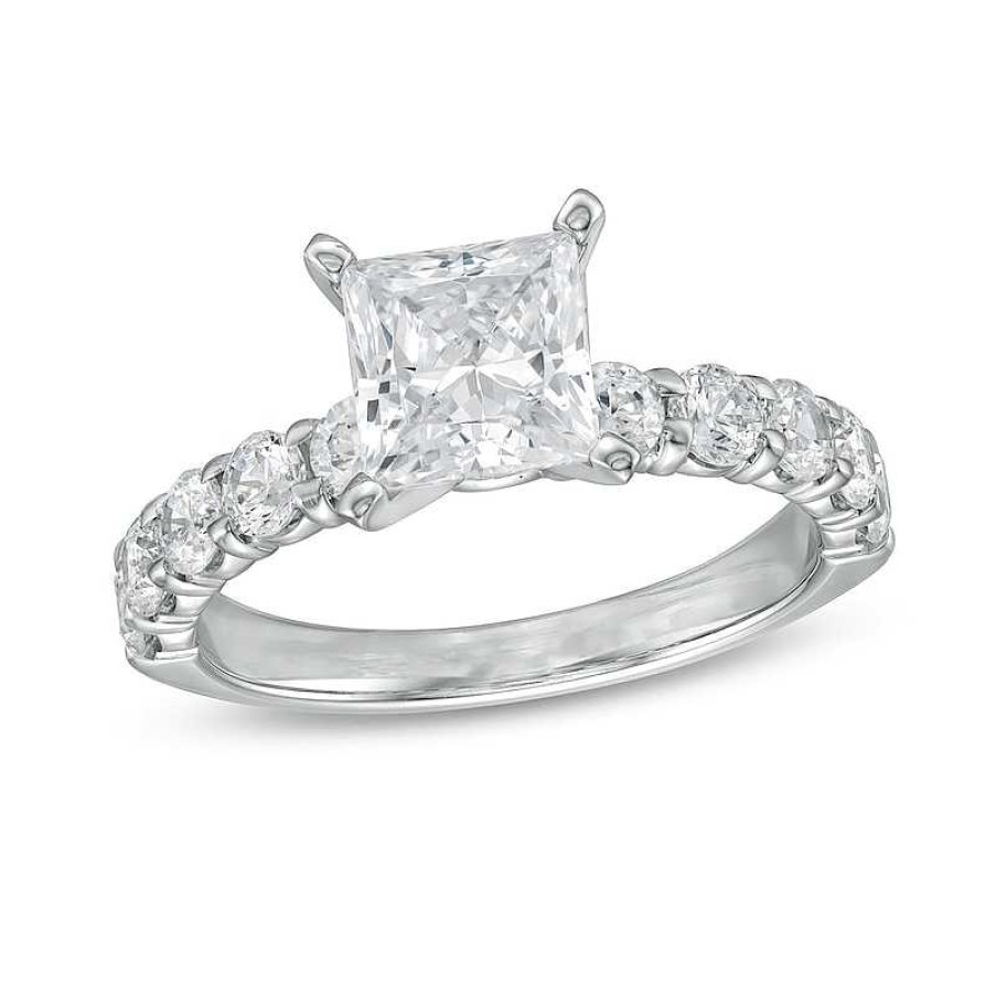 Rings Zales | 2-1/2 Ct. T.W. Princess-Cut Diamond Engagement Ring In 14K White Gold (I/I2)