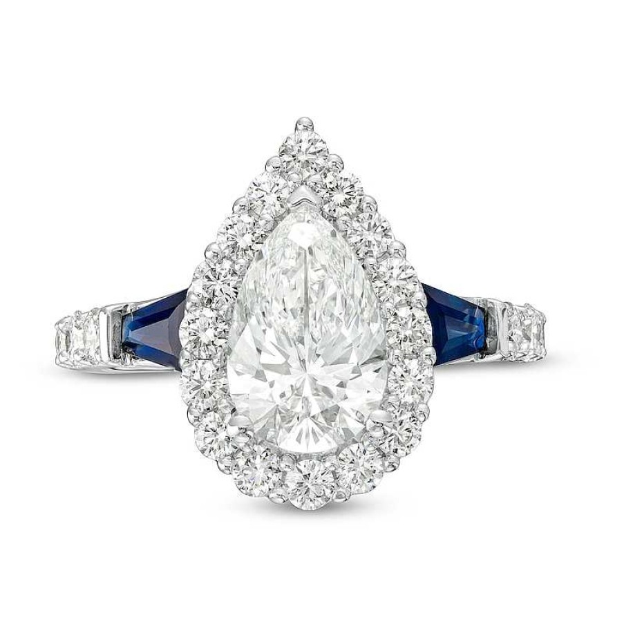 Rings Zales | True Lab-Created Diamonds By Vera Wang Love 2-1/6 Ct. T.W. Pear-Shaped Frame Engagement Ring In 14K White Gold (F/Vs2)