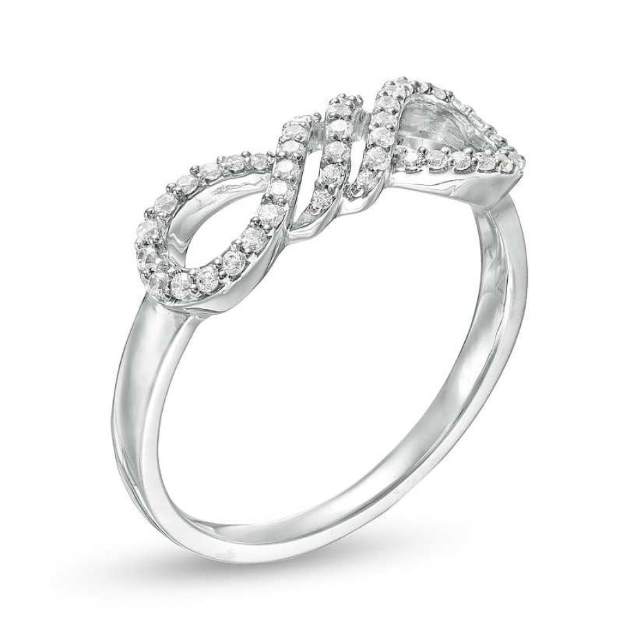 Rings Zales | 1/5 Ct. T.W. Diamond Sideways Infinity Flame Ring In Sterling Silver