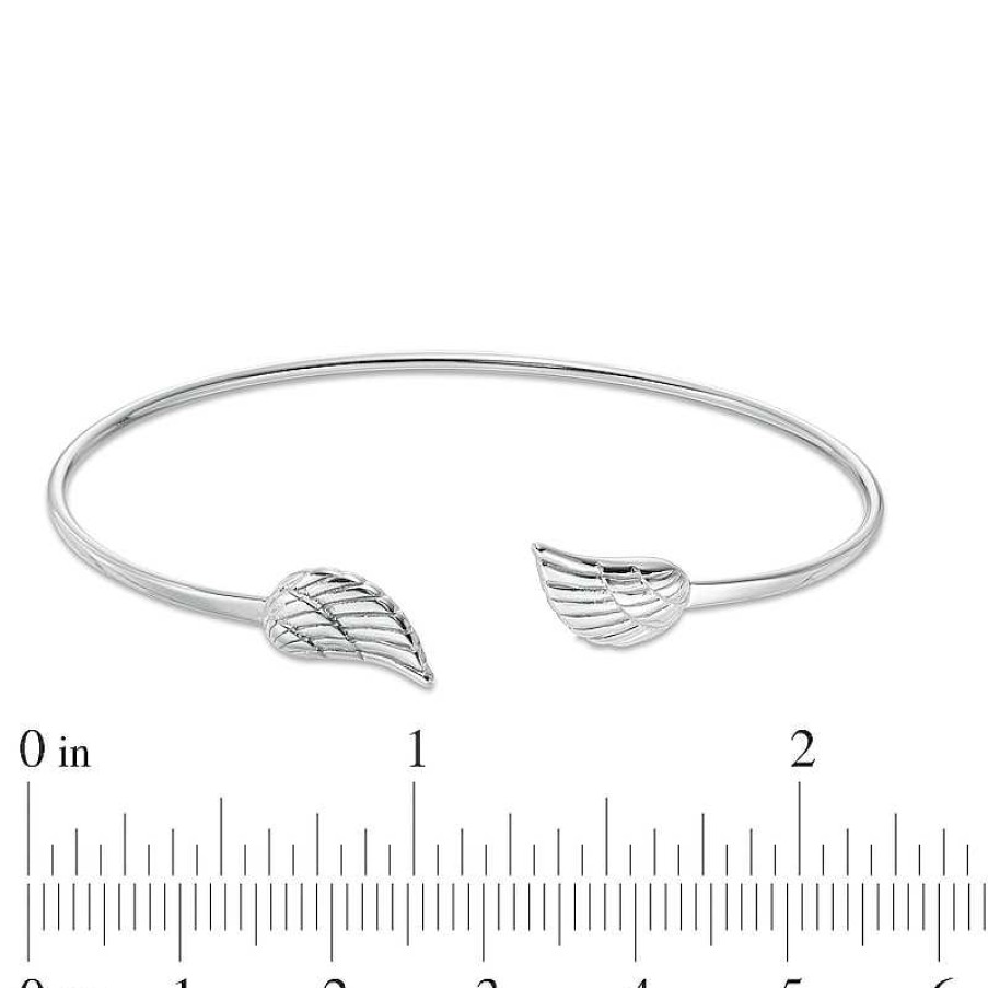 Bracelets Zales | Open Angel Wing Bangle In Sterling Silver