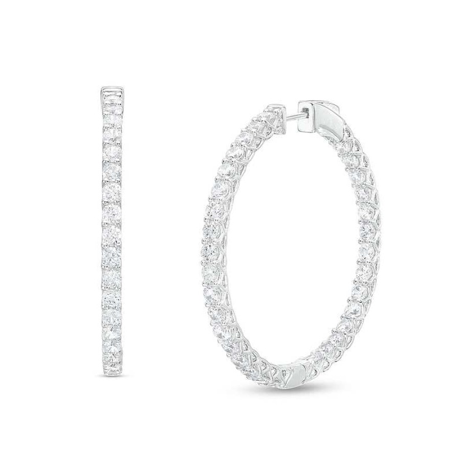 Earrings Zales | 6 Ct. T.W. Certified Lab-Created Diamond Inside-Out Hoop Earrings In 14K White Gold (F/Si2)