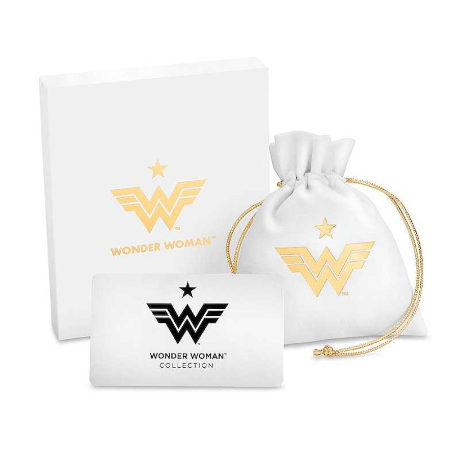 Earrings Zales | Wonder Woman™ Collection Garnet And Blue Sapphire Symbol Stud Earrings In Sterling Silver And 10K Gold