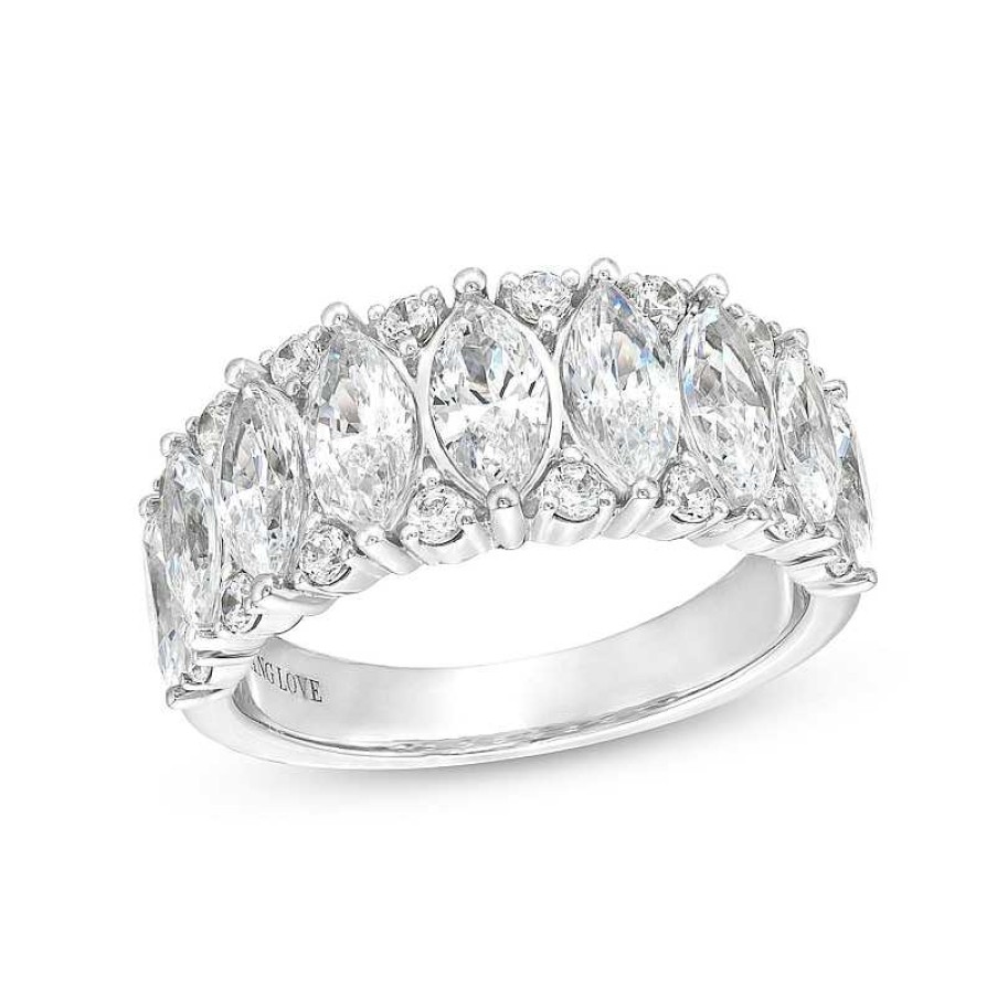 Rings Zales | True Lab-Created Diamonds By Vera Wang Love 3 Ct. T.W. Marquise Band In 14K White Gold (F/Vs2)