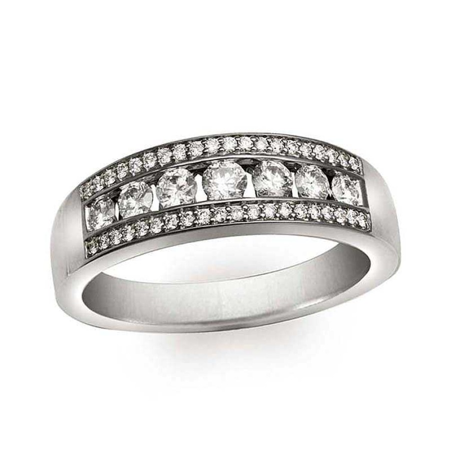 Rings Zales | 1 Ct. T.W. Diamond Edge Band In 14K White Gold