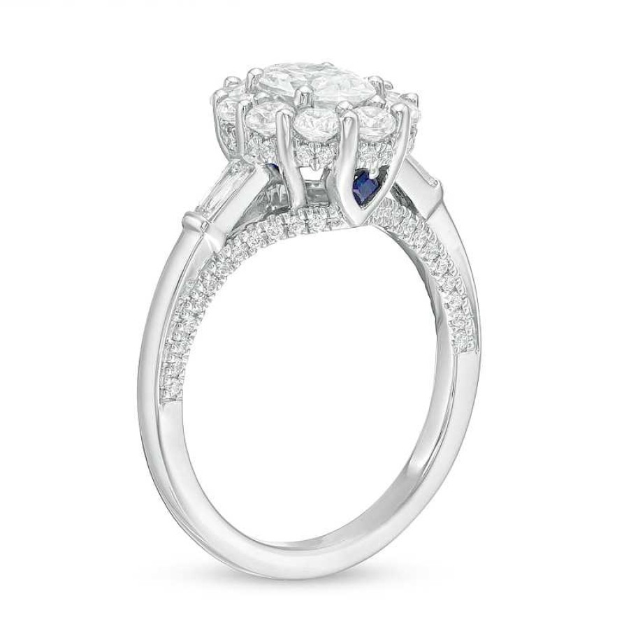 Rings Zales | Vera Wang Love Collection 1-3/4 Ct. T.W. Oval Diamond Frame Engagement Ring In 14K White Gold