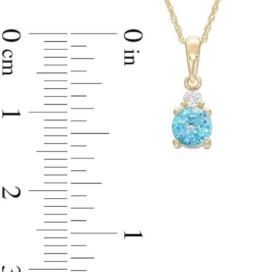 Earrings Zales | Swiss Blue Topaz And 1/15 Ct. T.W. Diamond Stacked Drop Pendant And Stud Earrings Set In 10K Gold