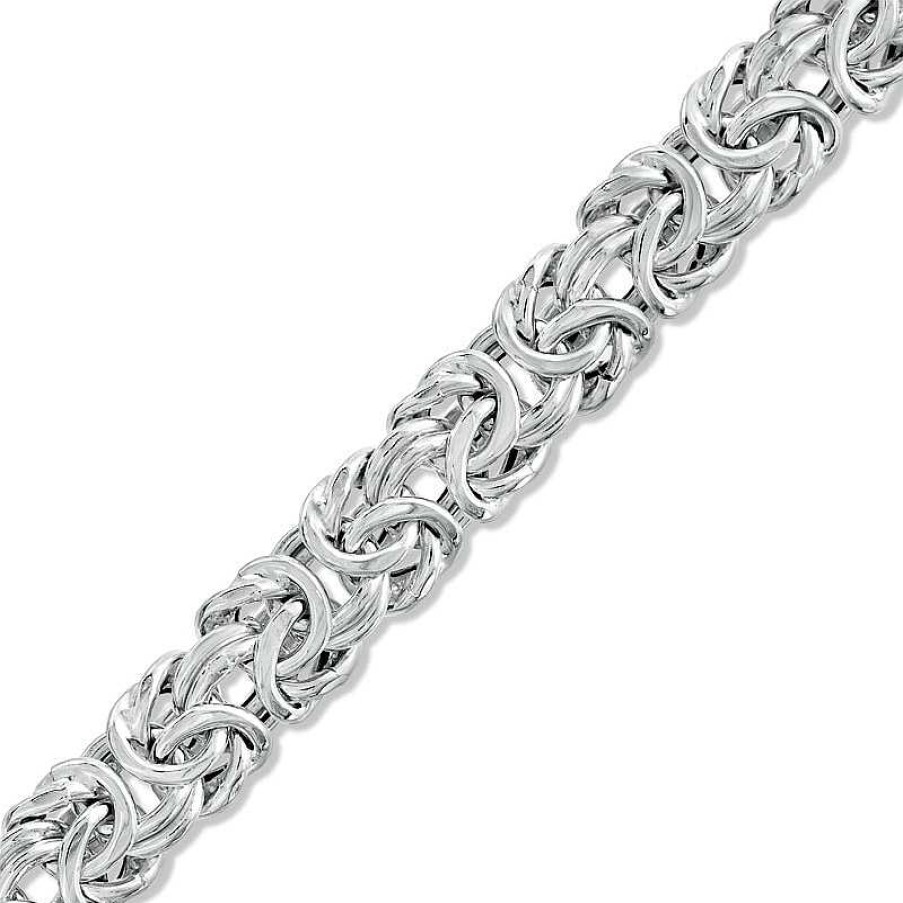 Bracelets Zales | Byzantine Chain Bracelet In Sterling Silver - 7.25"