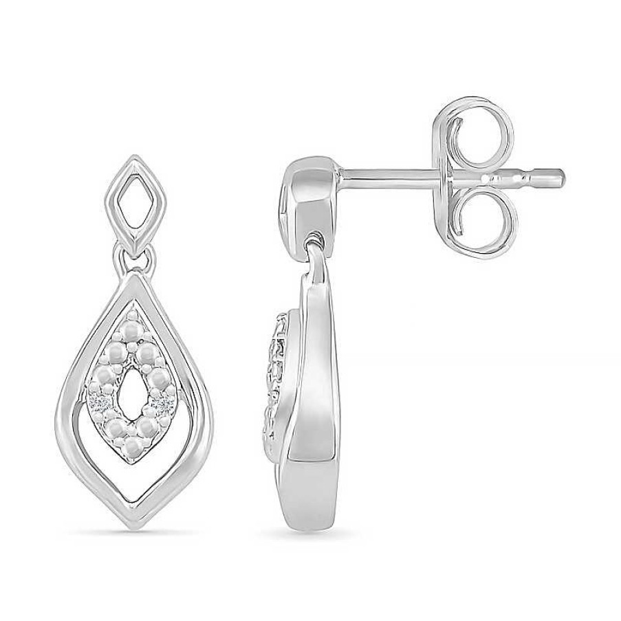 Earrings Zales | Diamond Accent Marquise-Shaped Drop Earrings In Sterling Silver