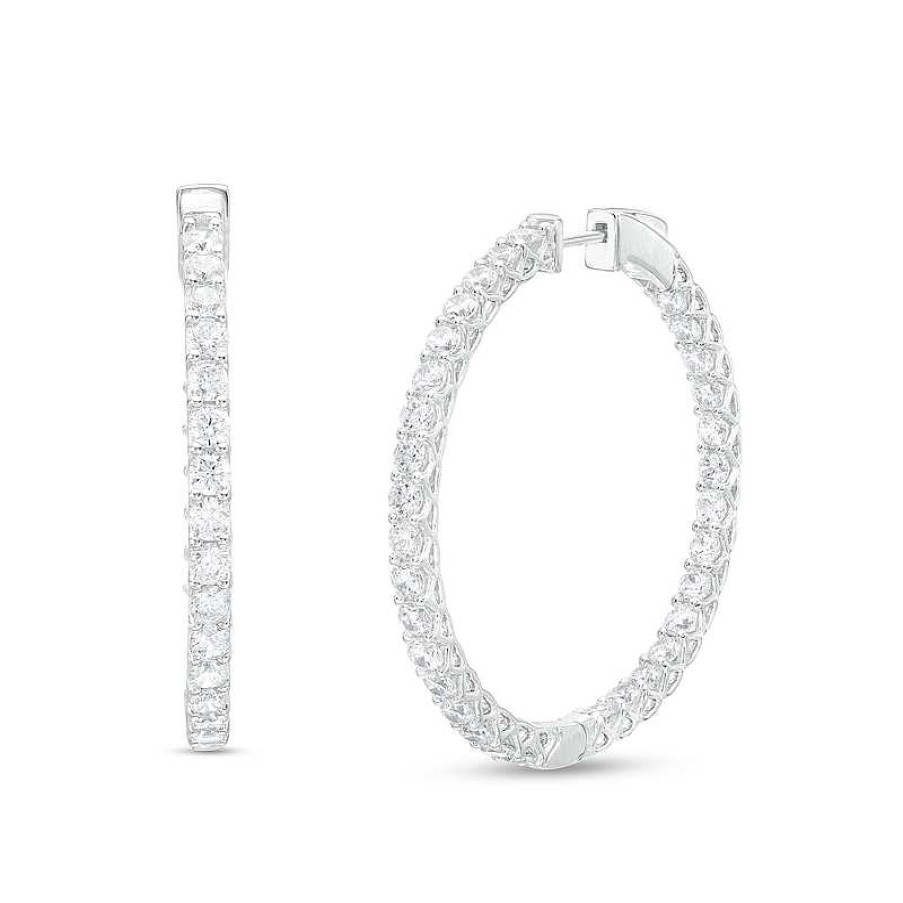 Earrings Zales | 4 Ct. T.W. Certified Lab-Created Diamond Inside-Out Hoop Earrings In 14K White Gold (F/Si2)