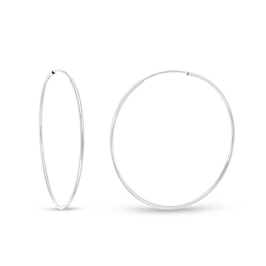 Earrings Zales | 40.0Mm Continuous Tube Hoop Earrings In 10K White Gold