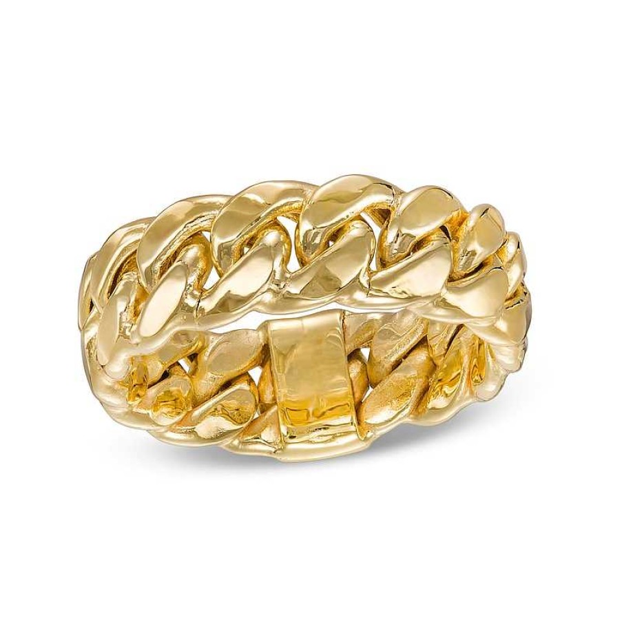 Rings Zales | Ladies' 7.0Mm Curb Chain Link Ring In 10K Gold - Size 7