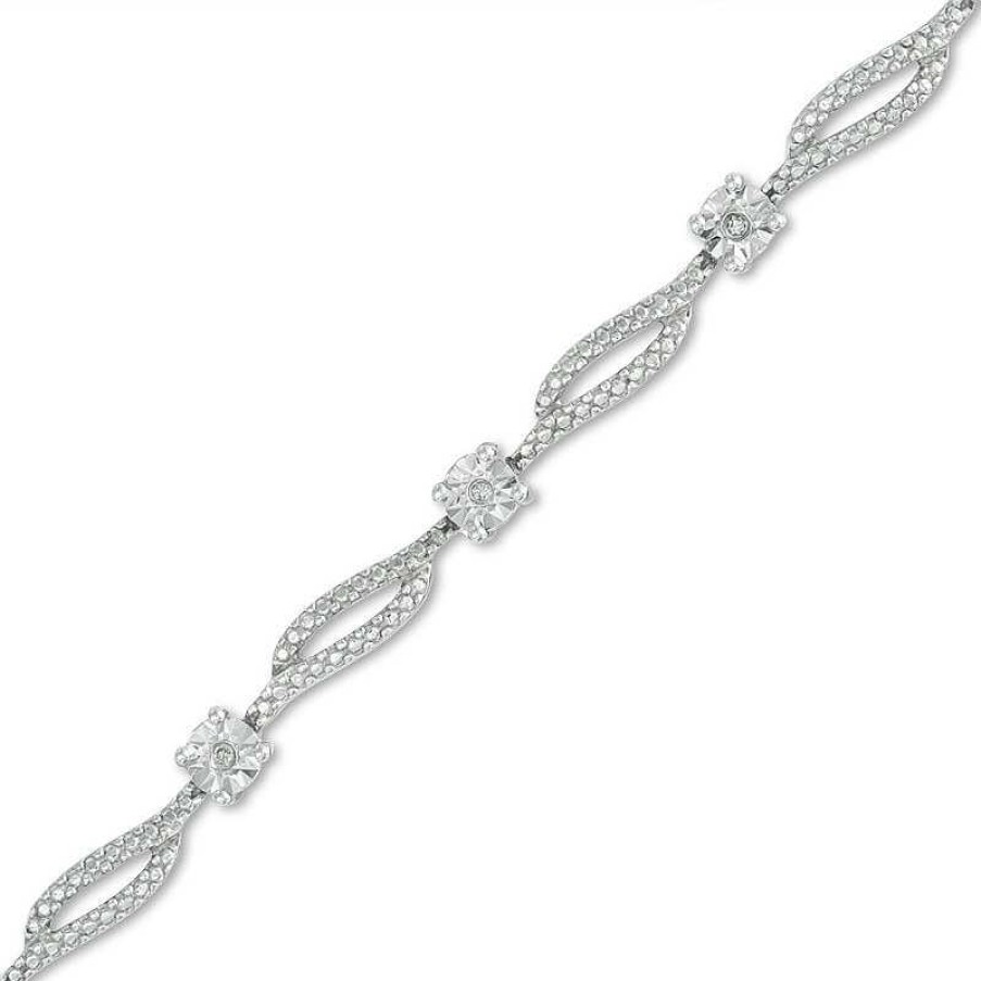 Bracelets Zales | Diamond Accent Bracelet In Sterling Silver - 7.25"