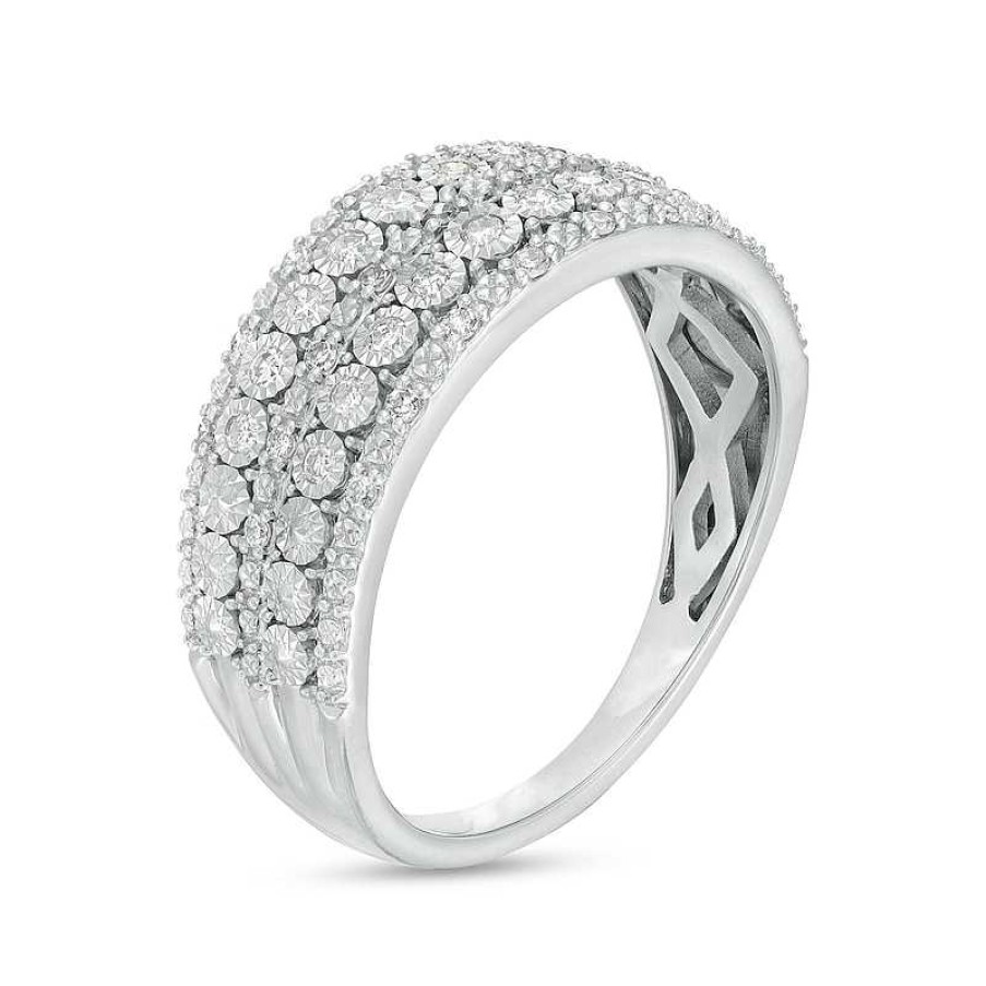 Rings Zales | 1/4 Ct. T.W. Diamond Multi-Row Anniversary Band In 10K White Gold