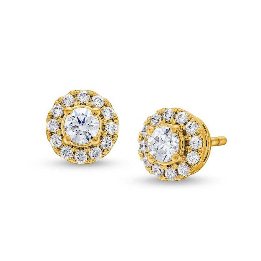 Earrings Zales | 1/2 Ct. T.W. Diamond Frame Stud Earrings In 10K Gold (J/I2)