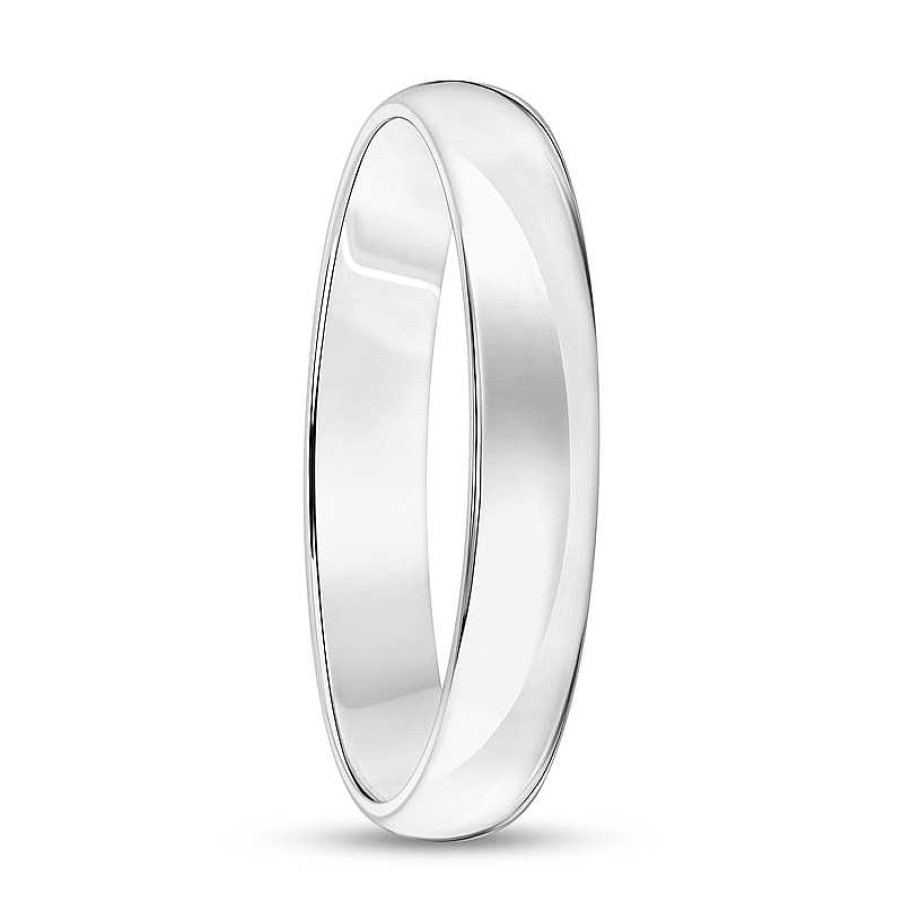 Rings Zales | 4.0Mm Engravable Low Dome Comfort-Fit Wedding Band In 10K White Gold (1 Line)