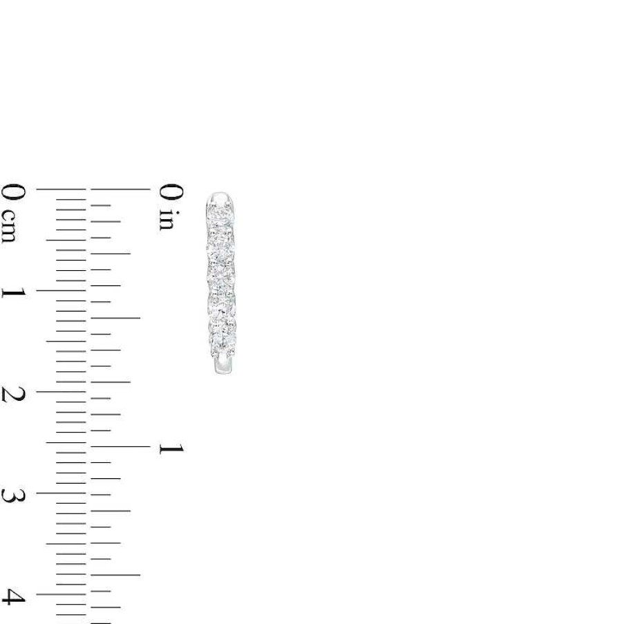 Earrings Zales | 1 Ct. T.W. Certified Lab-Created Diamond Five Stone U-Hoop Earrings In 14K White Gold (F/Si2)