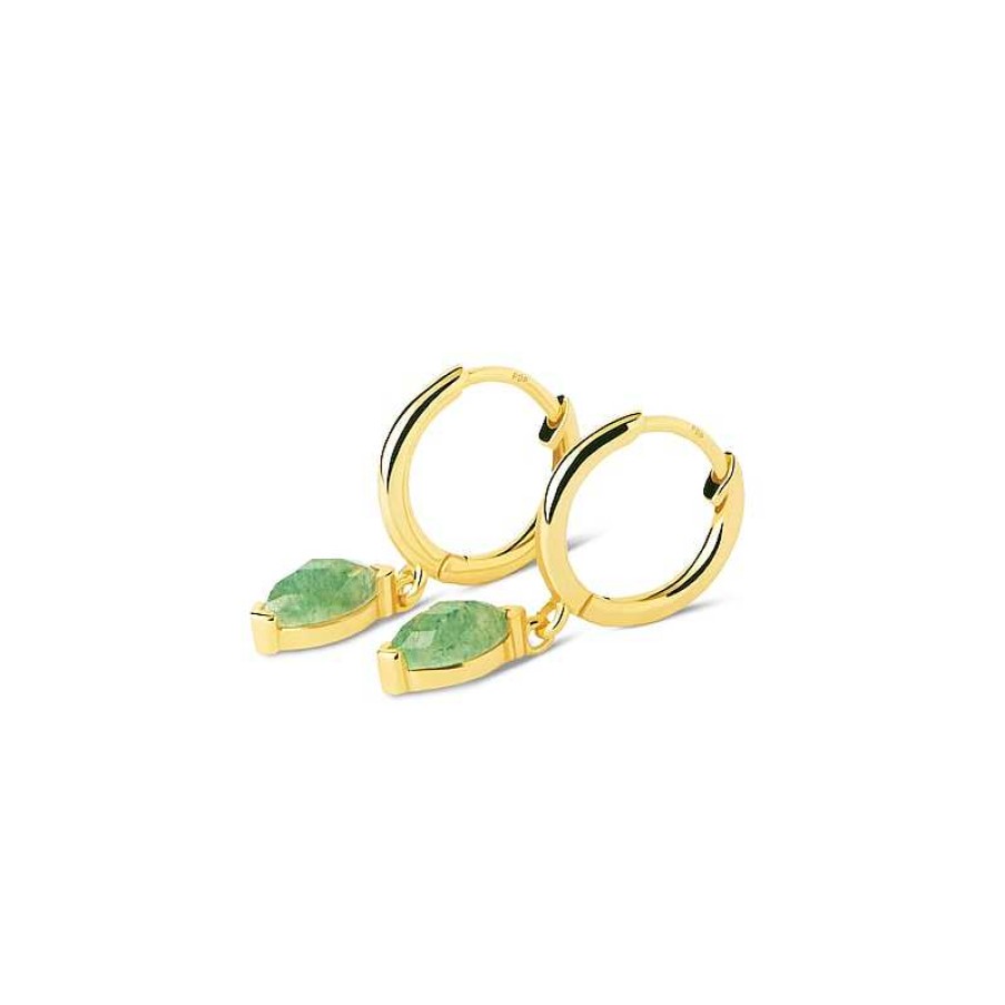 Earrings Zales | Pdpaola™ At Zales Marquise-Cut Aventurine Dangle Hoop Earrings In Sterling Silver With 18K Gold Plate