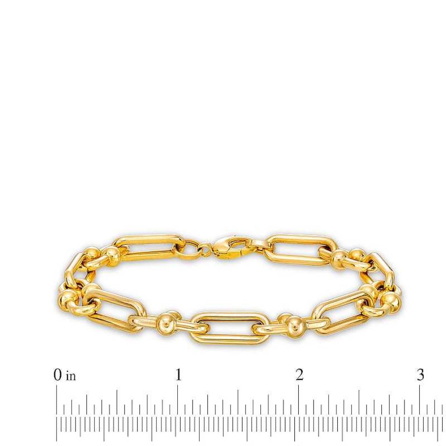 Bracelets Zales | 10.4Mm Hollow Oval Link Chain Bracelet In 10K Gold - 7.5"