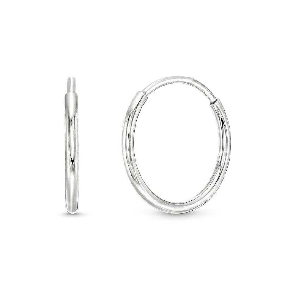 Earrings Zales | 10.0Mm Hollow Endless Hoop Earrings In 14K White Gold