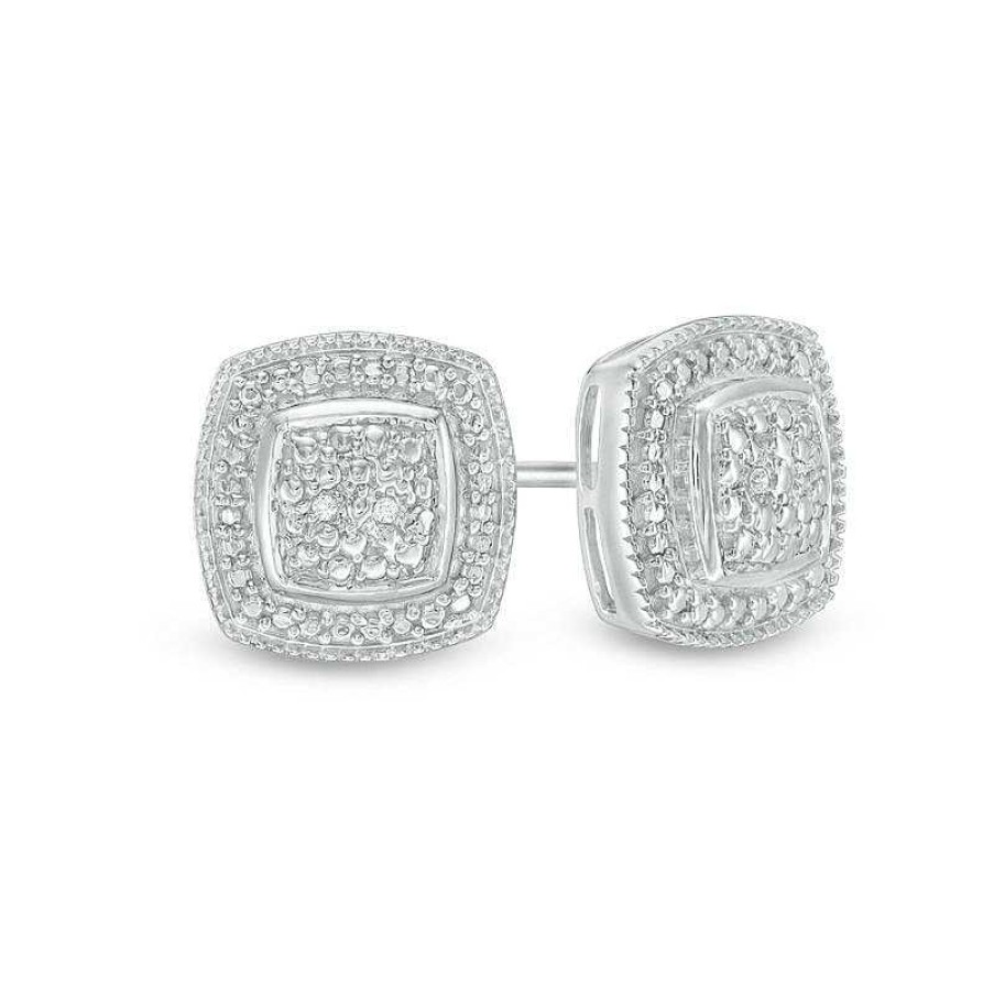 Earrings Zales | Diamond Accent Cushion Stud Earrings In Sterling Silver