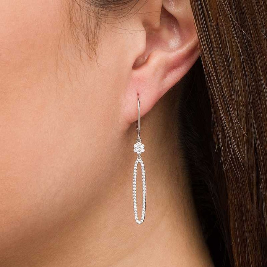 Earrings Zales | 1/2 Ct. T.W. Diamond Open Elongated Oval Drop Earrings In 10K White Gold