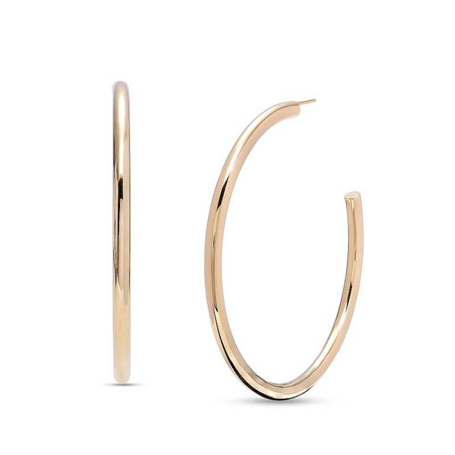 Earrings Zales | 60.0Mm Tube Open Hoop Earrings In 14K Gold