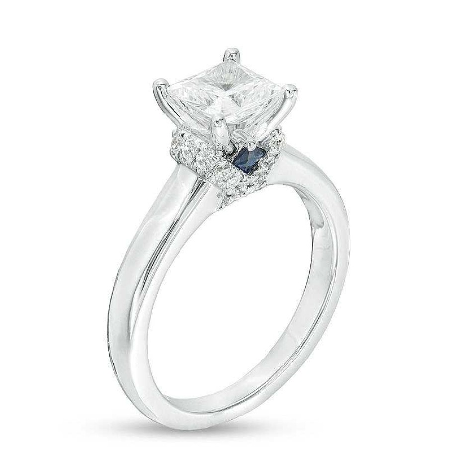 Rings Zales | Vera Wang Love Collection 1-5/8 Ct. T.W. Certified Princess-Cut Diamond Engagement Ring In 14K White Gold (I/Si2)