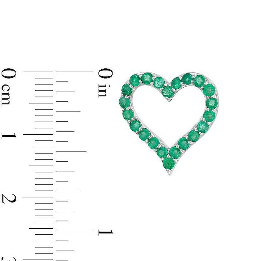 Earrings Zales | Emerald Heart Outline Stud Earrings In Sterling Silver