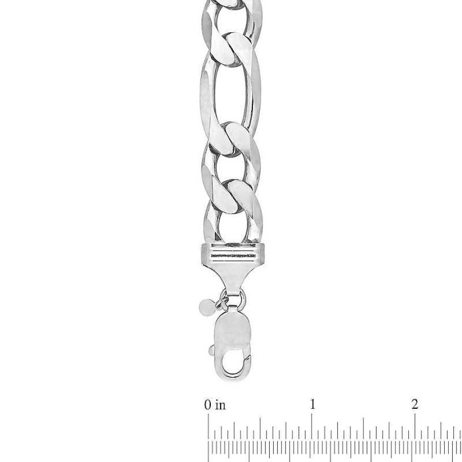 Bracelets Zales | Ladies' 14.5Mm Figaro Chain Bracelet In Sterling Silver - 9"