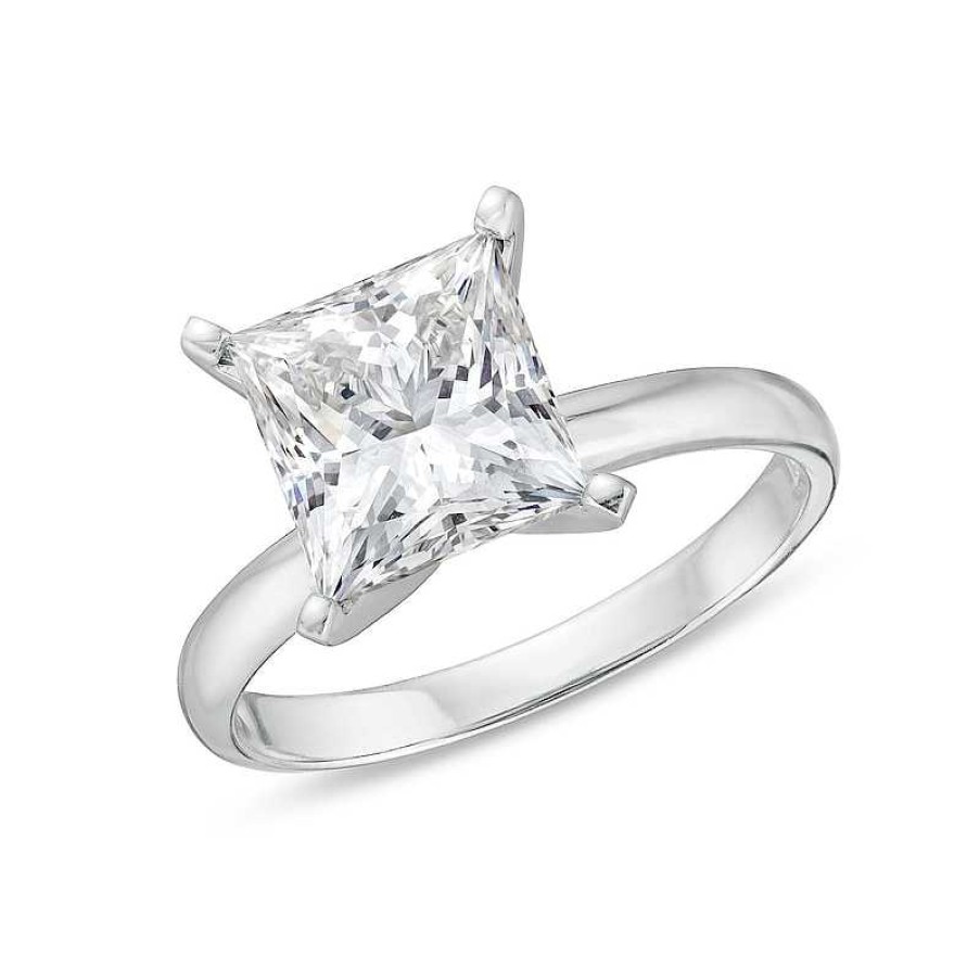 Rings Zales | 3 Ct. Princess-Cut Certified Lab-Created Diamond Solitaire Engagement Ring In 14K White Gold (I/Si2)