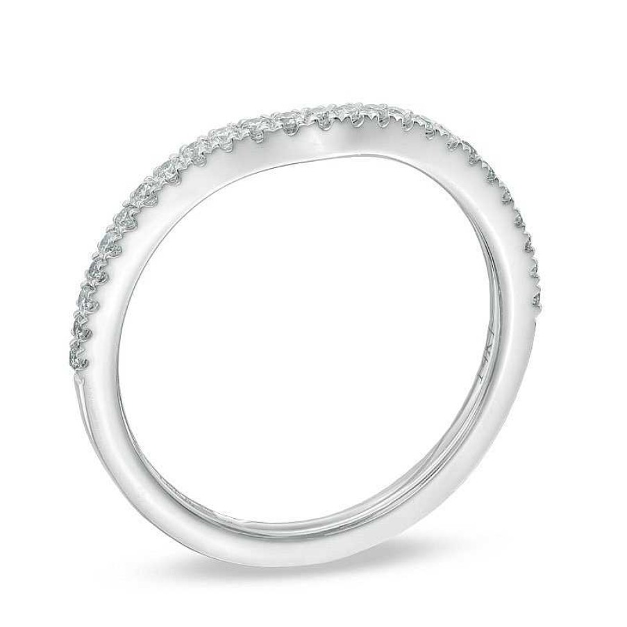 Rings Zales | Vera Wang Love Collection 1/6 Ct. T.W. Diamond Contour Wedding Band In 14K White Gold