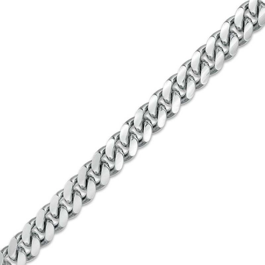 Bracelets Zales | Vera Wang Men 6.2Mm Solid Cuban Link Chain Bracelet In Sterling Silver - 8.5"