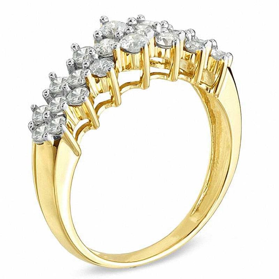 Rings Zales | 1 Ct. T.W. Diamond Cluster Pyramid Band In 10K Gold