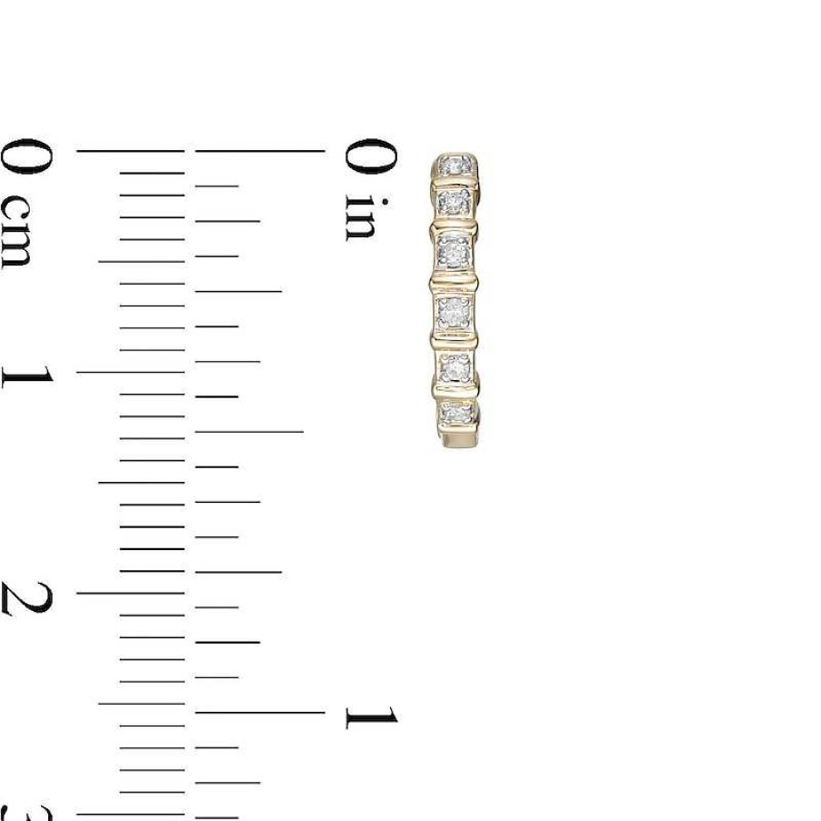 Earrings Zales | 1/10 Ct. T.W. Round Diamond Alternating Bar Huggie Hoop Earrings In 10K Gold