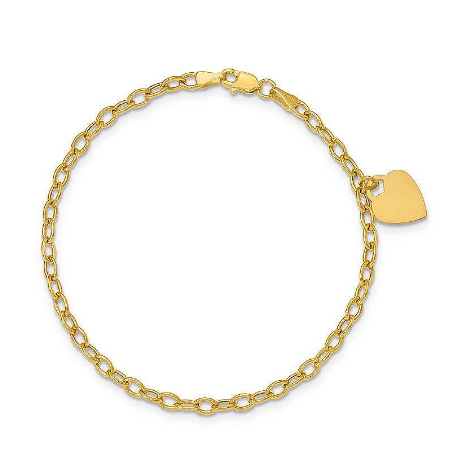 Bracelets Zales | Heart Charm Bracelet In 14K Gold - 7.5"